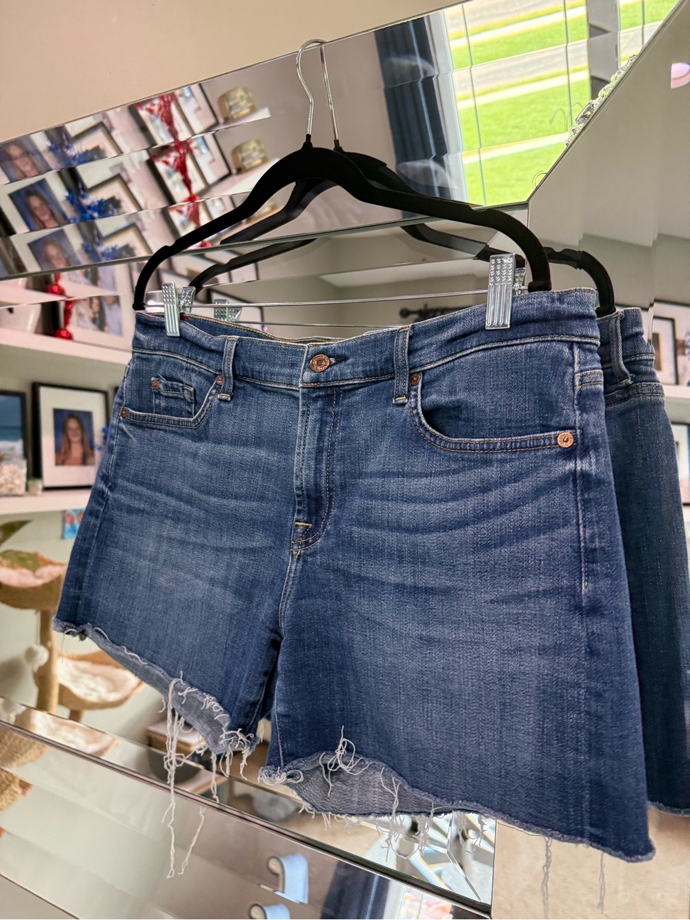 7 For All Mankind Dark Blue Denim Jean Shorts